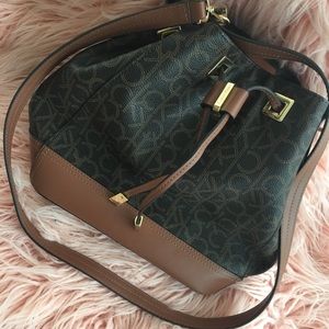 Brown Calvin Klein Logo Crossbody Bag